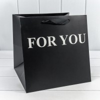 Пакет подарочный "For You" Чёрный 28*28*28 210г 1/10 1/100 Арт: 000179YQ/18