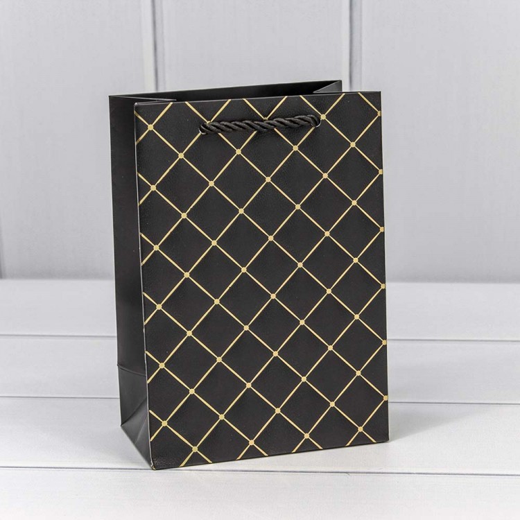 Пакет подарочный "Ромб" Чёрный 14*20*8 210г 1/20 1/240 Арт: 000391G/2
