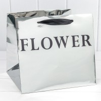 Пакет подарочный "Flower" Серебряный 26*24*26 210г 1/10 1/200 Арт: 000179PQ/5