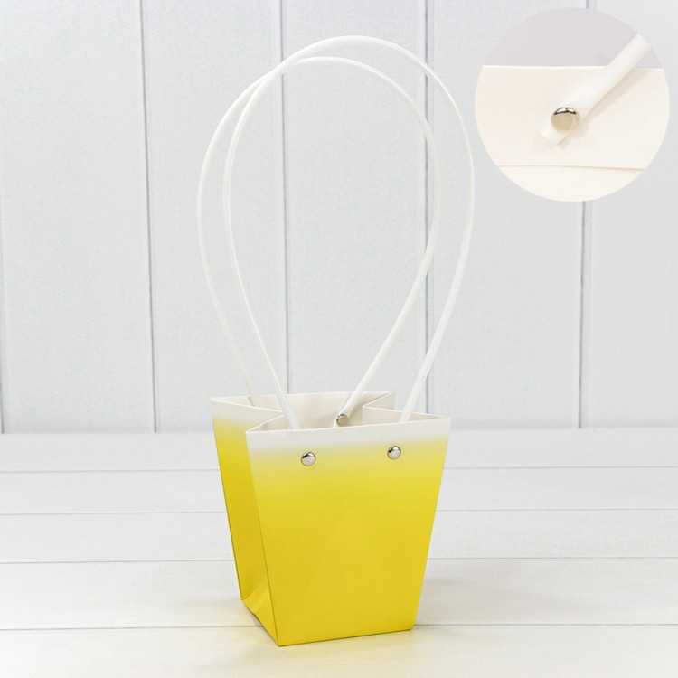 Пакет подарочный "Ваза для цветов" 12,5*12*8 260г "Градиент" Жёлтый 1/10 1/200 Арт: 000184H/5