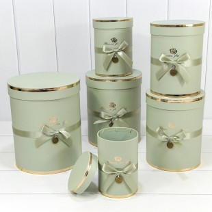 Коробки Цилиндр Набор 1/6 21*25,5 "Flowers for you" Серо-зелёный 1/8 Арт: 720950/4183