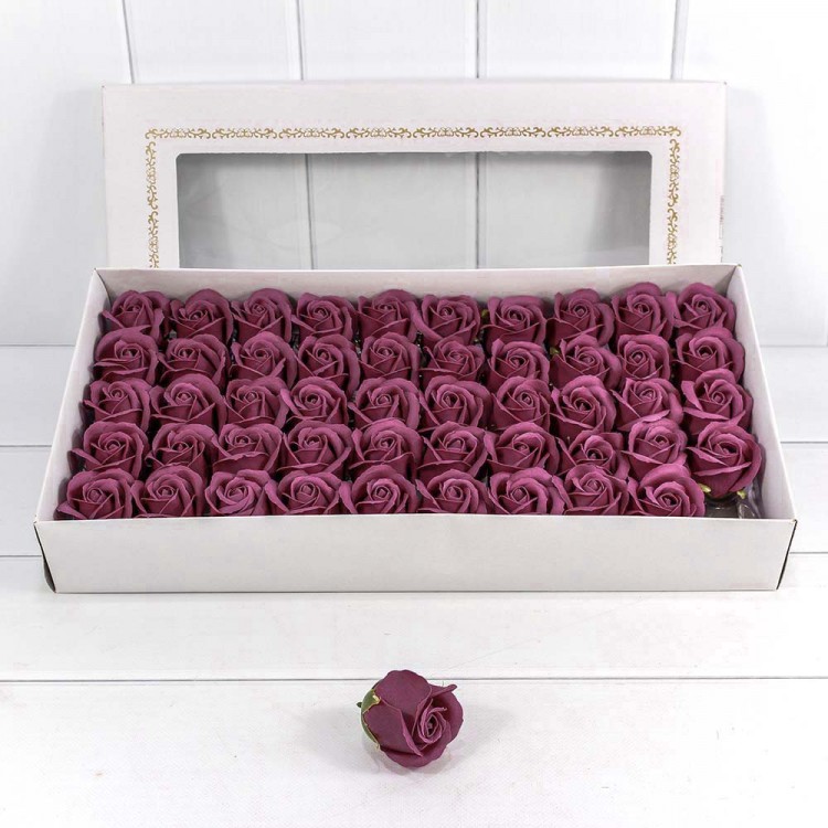 Декоративный цветок-мыло "Роза" класс А Пурпурно-фиолетовый 5,5*4 50шт. 1/20 Арт: 420055/42
