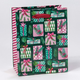 Пакет подарочный с тиснением "Новый год" (микс 554) 12*15*6,7 210г 1/20 1/480 Арт: 300554H