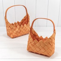Корзины плетёные Набор 1/2 25*17*11 (±5%) из секвойи с ручками Рыжий 1/12 Арт: 420198/129