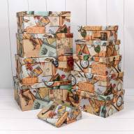 Коробки Прямоугольные Набор 1/10 34*26*15,3 "Почтовые открытки" 1/6 Арт: 721604/1132 - Коробки Прямоугольные Набор 1/10 34*26*15,3 "Почтовые открытки" 1/6 Арт: 721604/1132