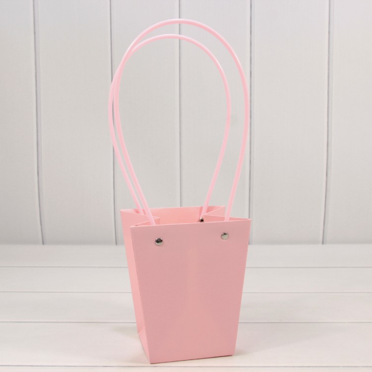 Пакет подарочный "Ваза для цветов" 15,5*13*9,5 Розовый 1/10 1/150 Арт: 000170G/196