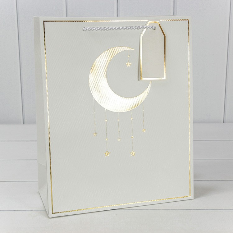 Пакет подарочный с тиснением "Полумесяц" (290) 26*32*12 210г Белый 1/20 1/240 Арт: 000290C/1