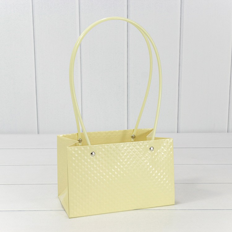 Пакет подарочный "Ваза для цветов" 19*12*10,5 260г "Ромбики" Песочный 1/10 1/150 Арт: 000237GA/29