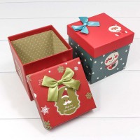 Коробка Куб 11,5*11,5*11,5 с атласным бантом "Merry Christmas" (ассортимент) 1/4 1/120 Арт: 720300-272