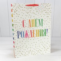 Пакет подарочный с блёстками "С днём рождения" 40*55*20 210г 1/20 1/80 Арт: 000356T