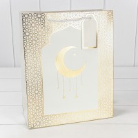Пакет подарочный с тиснением "Полумесяц" (292) 26*32*12 210г Белый 1/20 1/240 Арт: 000292C/1