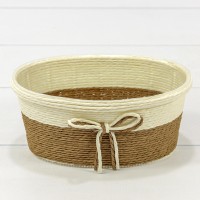 Кашпо плетёное Овальное 18*11*8 (±5%) из бумаги с бантиком Коричневый 1/100 Арт: 420143/12