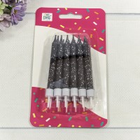 Свечи для торта набор (12 шт.) 8см с блёстками Чёрный 1/12 1/144 Арт: 20010-95/22