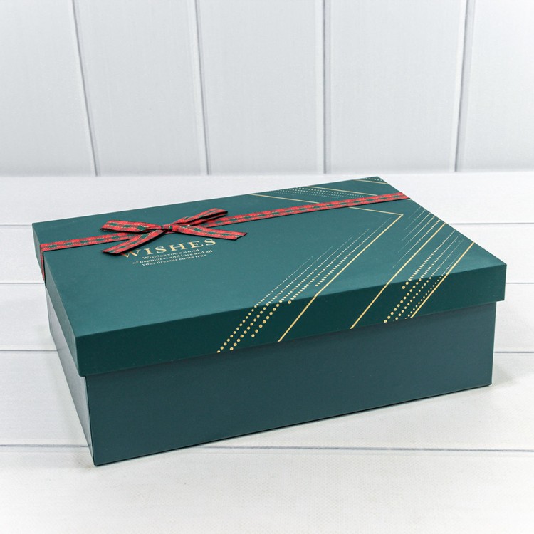 Коробки Прямоугольные Набор 1/3 29*21*9,5 с бантом "Wishes" Сине-зелёный 1/12 Арт: 720625/3