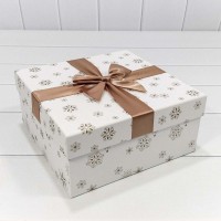 Коробки Квадратные Набор 1/3 24*24*11,5 "Снежинки" Белый 1/24 Арт: 720300-702