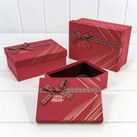 Коробки Прямоугольные Набор 1/3 22,5*16*9,5 с бантом &quot;Wishes&quot; Красный 1/12 Арт: 720624/2 - Коробки Прямоугольные Набор 1/3 22,5*16*9,5 с бантом "Wishes" Красный 1/12 Арт: 720624/2
