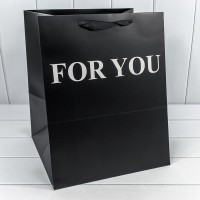 Пакет подарочный "For You" Чёрный 32*40*32 210г 1/10 1/100 Арт: 000179L/18