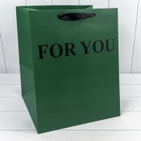 Пакет подарочный "For You" Зелёный 32*40*32 210г 1/10 1/100 Арт: 000179L/36