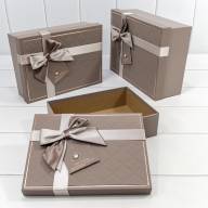 Коробки Прямоугольные Набор 1/3 29*21*9,5 с двойным бантом и короной Серый 1/12 Арт: 721632/1 - Коробки Прямоугольные Набор 1/3 29*21*9,5 с двойным бантом и короной Серый 1/12 Арт: 721632/1