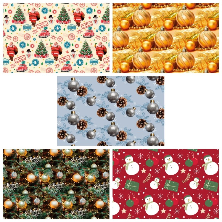 Бумага в листах 70*100 ±5% (25 шт.) 80г "С Новым годом" (микс 121) 1/10 Арт: 000402/121