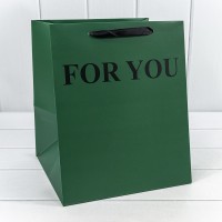 Пакет подарочный "For You" Зелёный 25*30*25 210г 1/10 1/100 Арт: 000179P/36