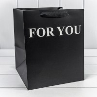 Пакет подарочный "For You" Чёрный 25*30*25 210г 1/10 1/100 Арт: 000179P/18