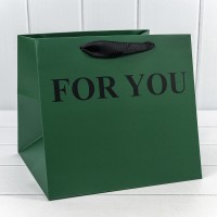 Пакет подарочный "For You" Зелёный 25*23*25 210г 1/10 1/100 Арт: 000179PQ/36