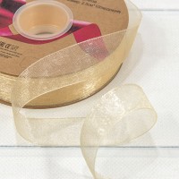 Лента Органза 2,5см*100ярд Жёлтый 1/13 1/52 Арт: 559-25/1008